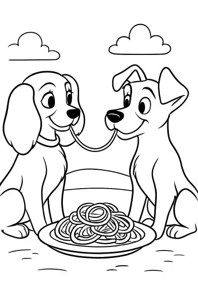 A Dama e o Vagabundo para colorir 04