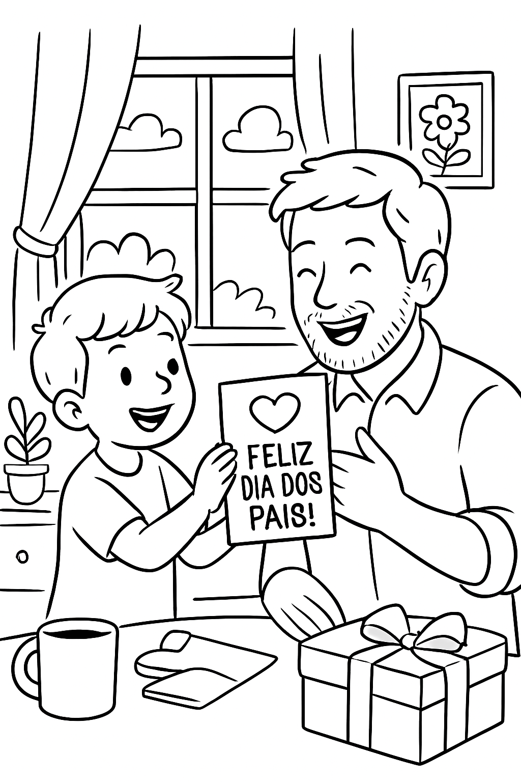 Cartão Dia dos Pais para colorir 09
