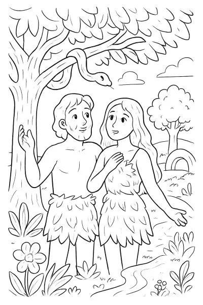 Adão e Eva para colorir 15