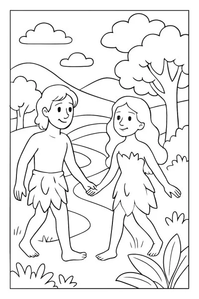 Adão e Eva para colorir 06