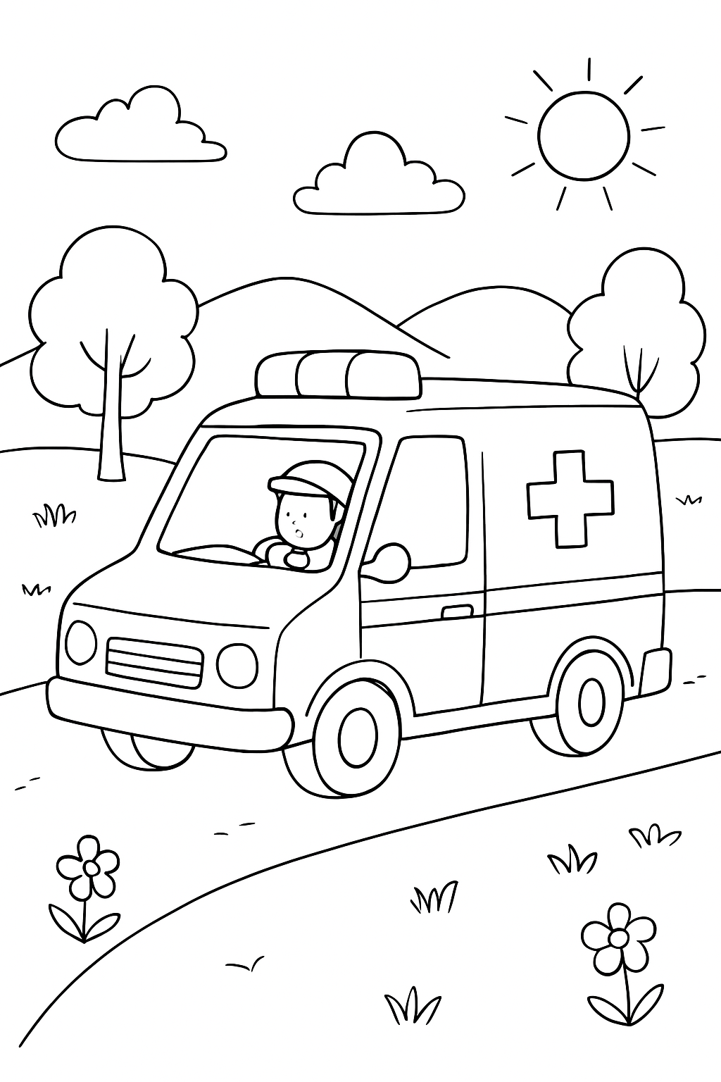 Ambulância para colorir 08