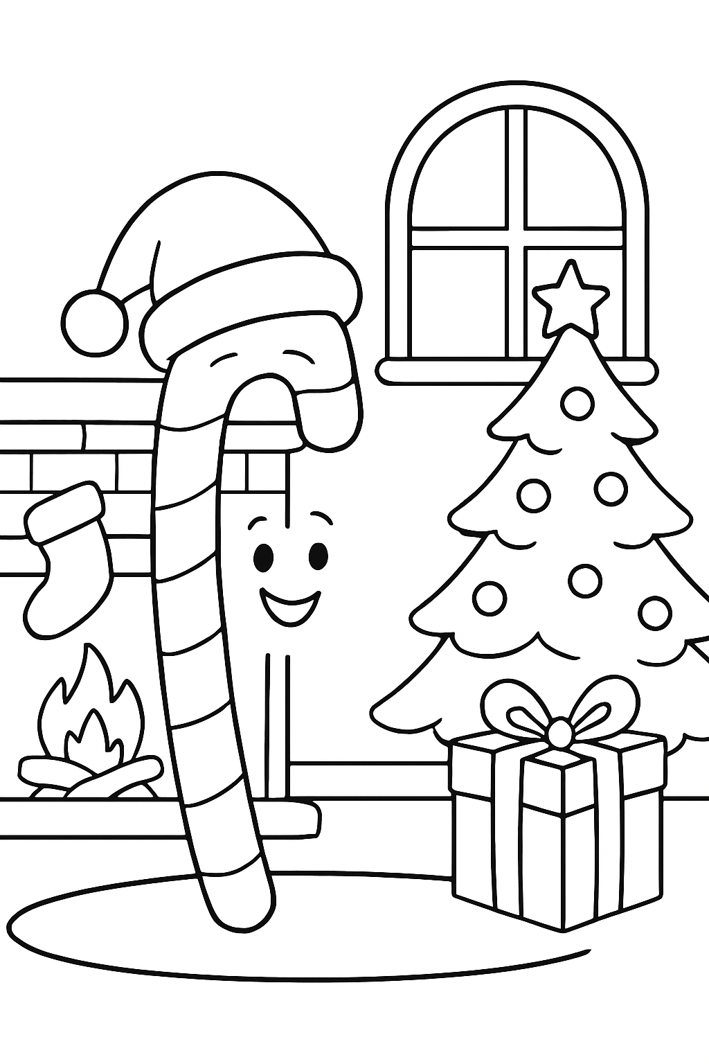 Bengala de Natal para colorir 04