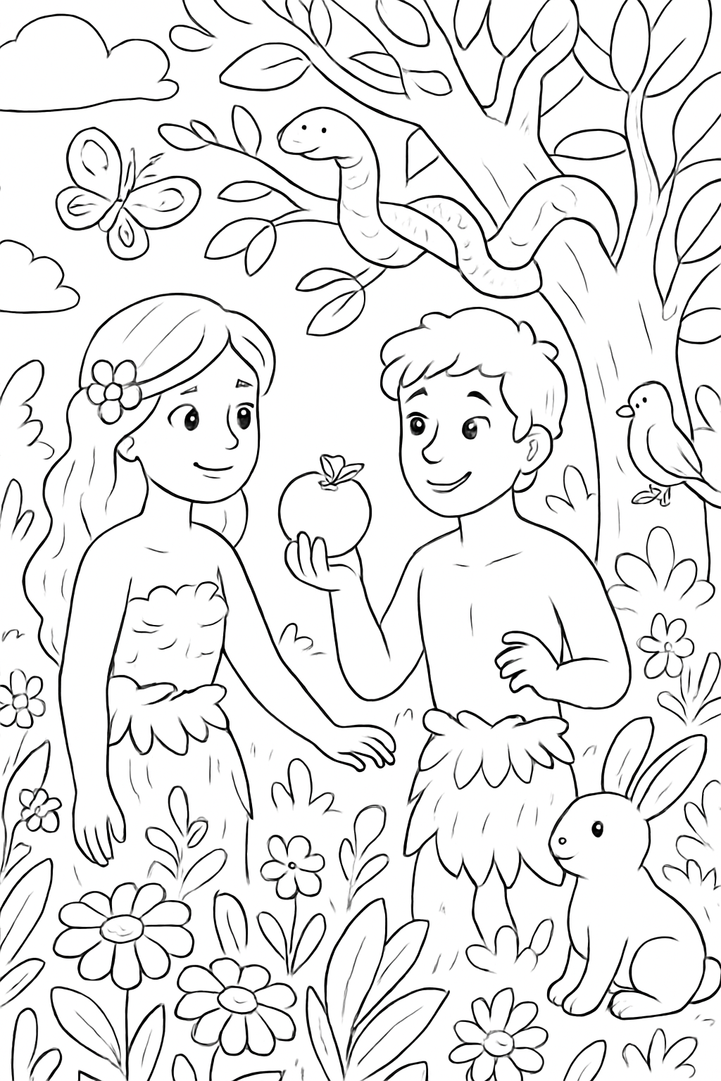 Adão e Eva para colorir 11