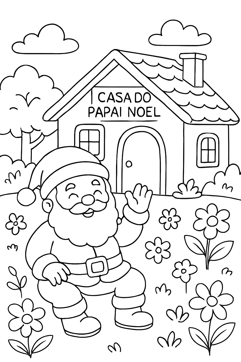 Casa do Papai Noel para colorir 12