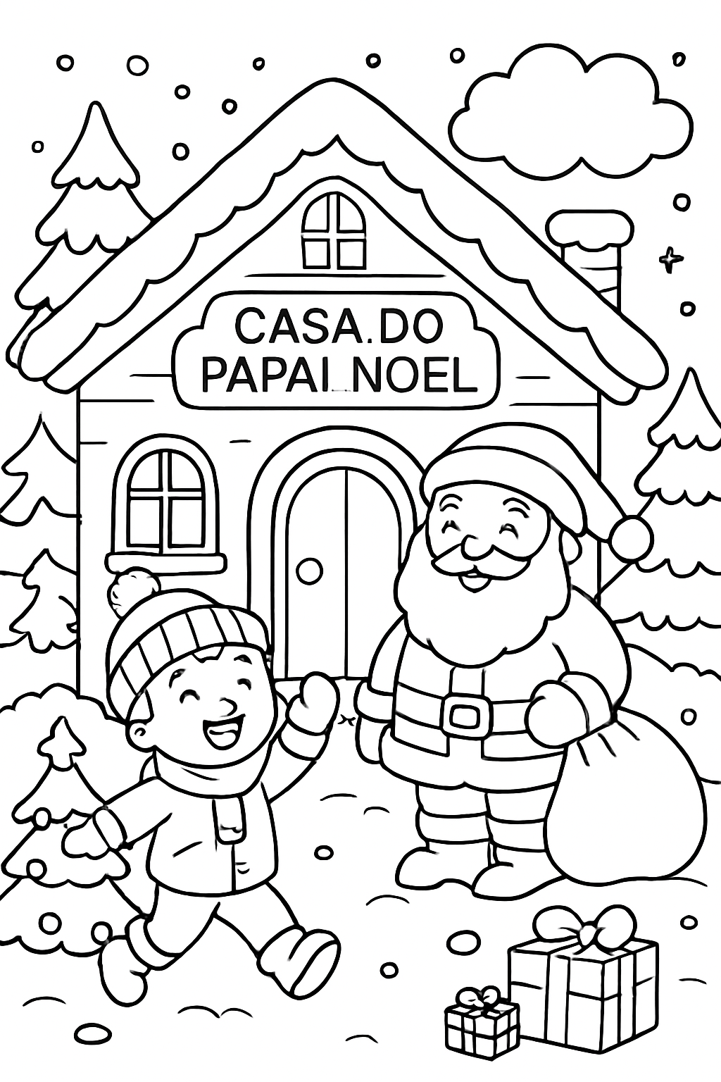 Casa do Papai Noel para colorir 09
