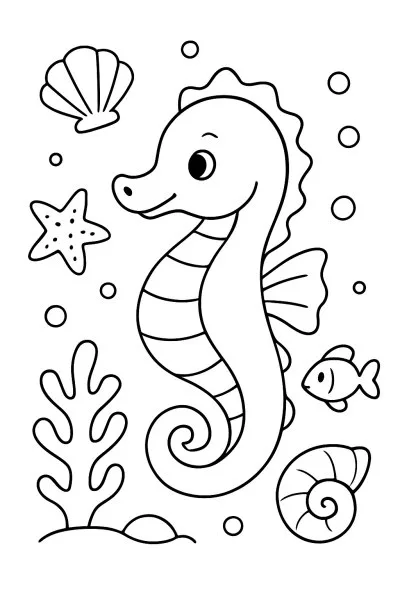 Cavalo-Marinho para colorir 07