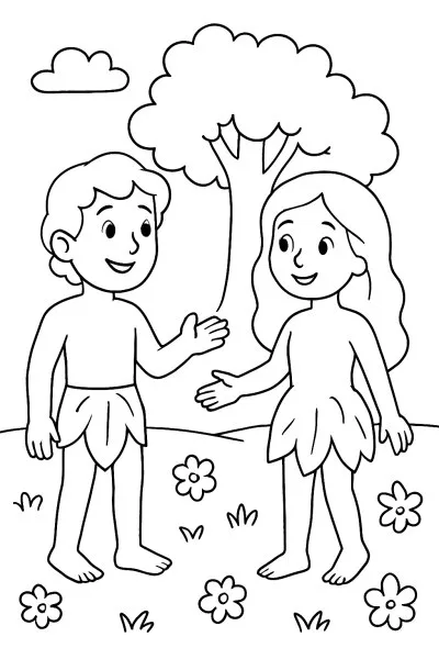 Adão e Eva para colorir 01