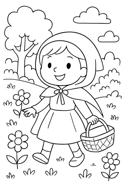Chapeuzinho Vermelho para colorir 12