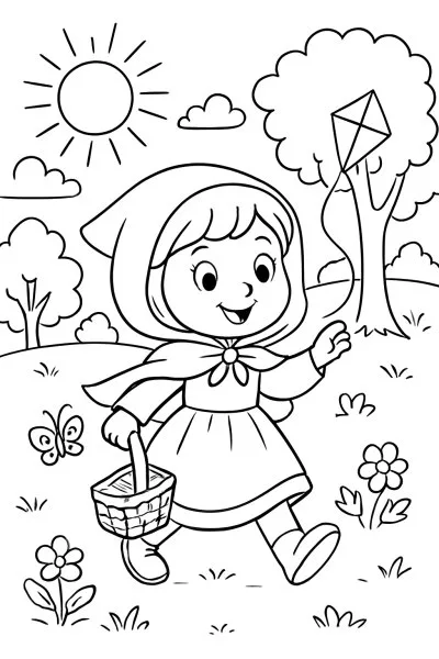 Chapeuzinho Vermelho para colorir 03
