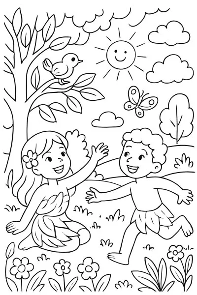 Adão e Eva para colorir 14