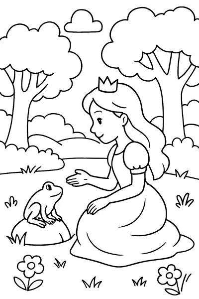 A Princesa e o Sapo para colorir 13