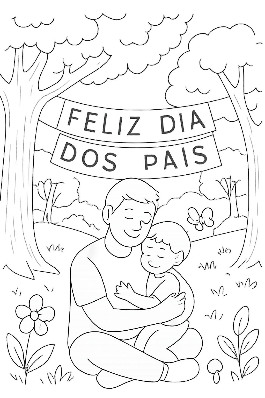 Cartão Dia dos Pais para colorir 02