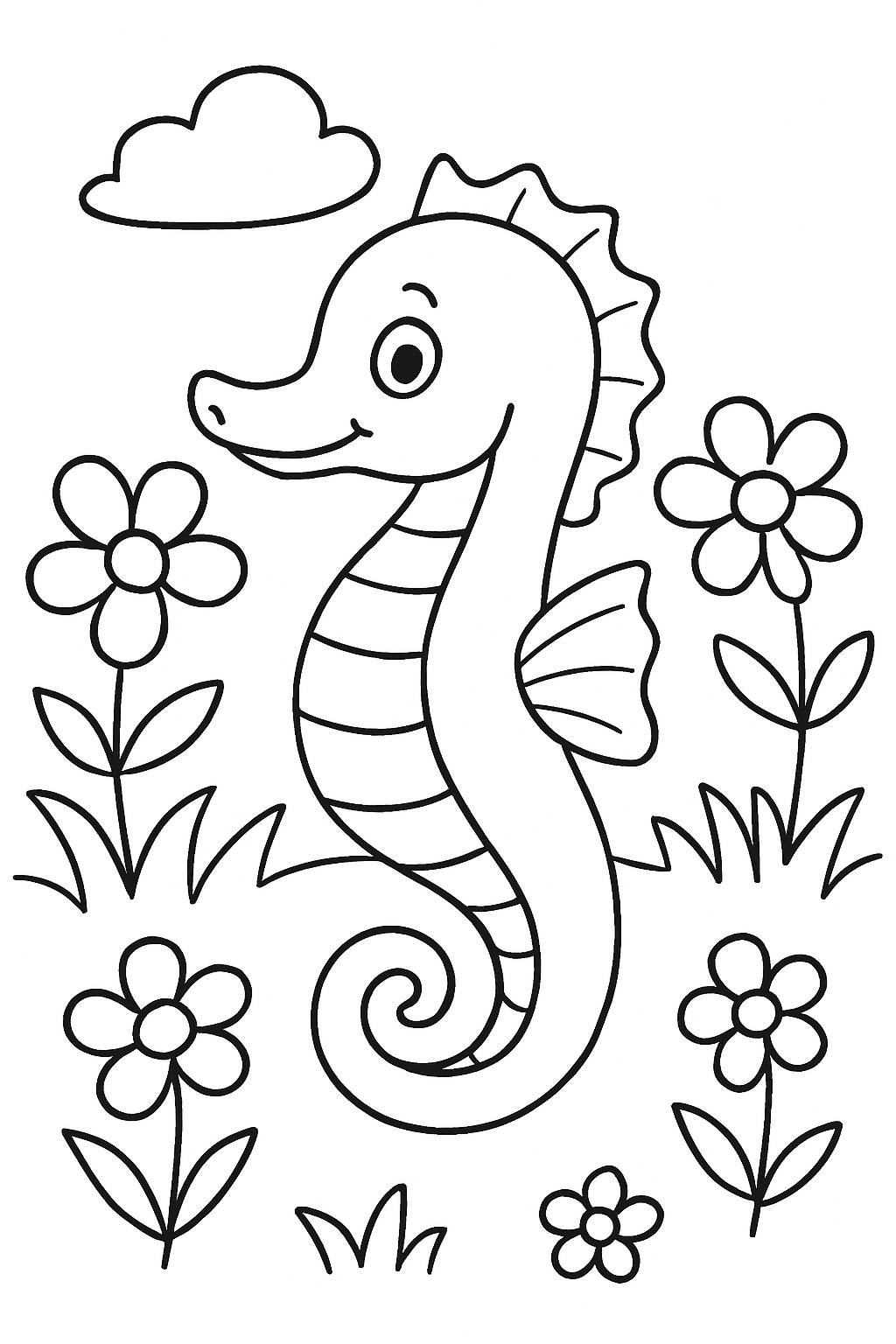 Cavalo-Marinho para colorir 01