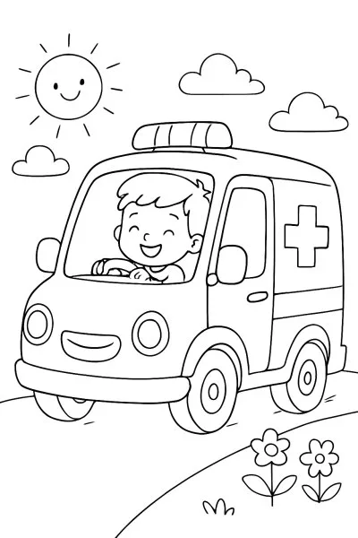 Ambulância para colorir 09