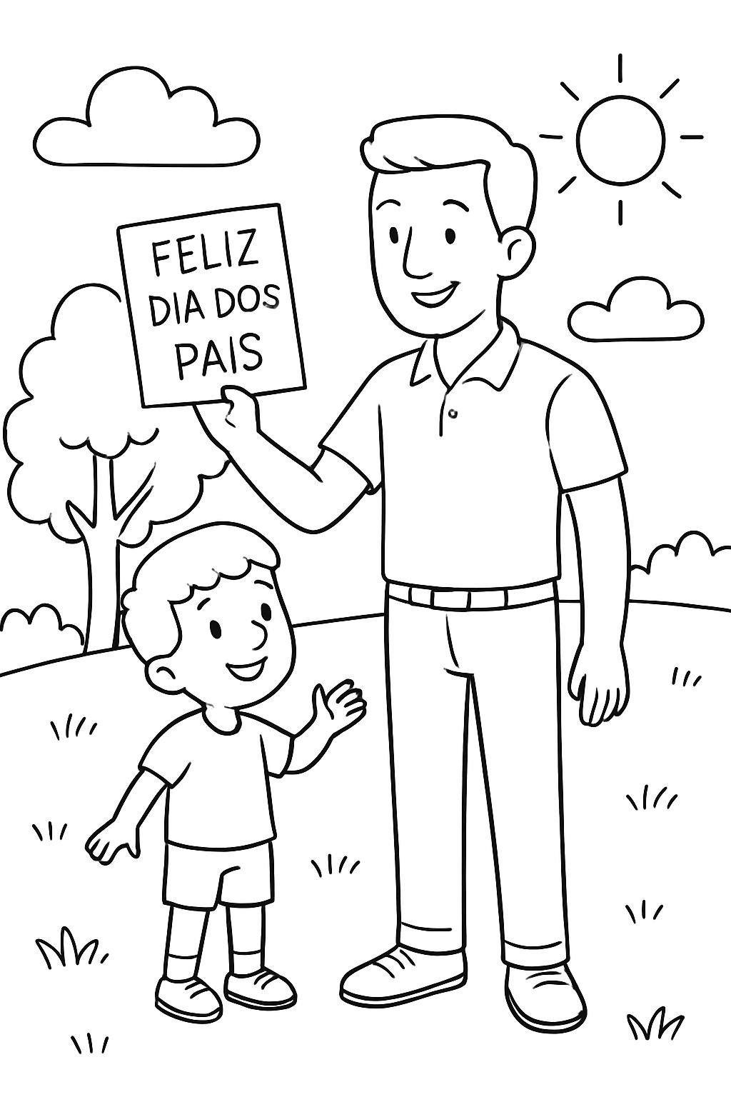 Cartão Dia dos Pais para colorir 08