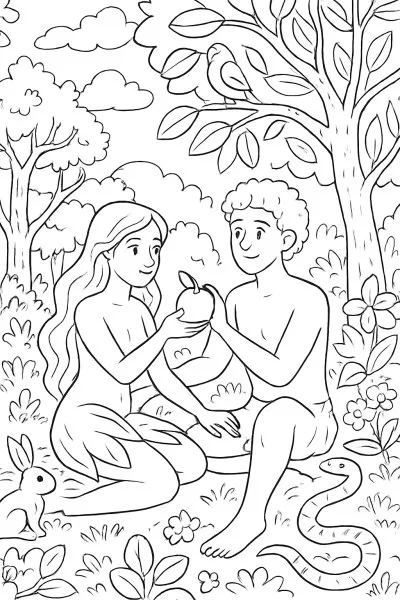 Adão e Eva para colorir 13