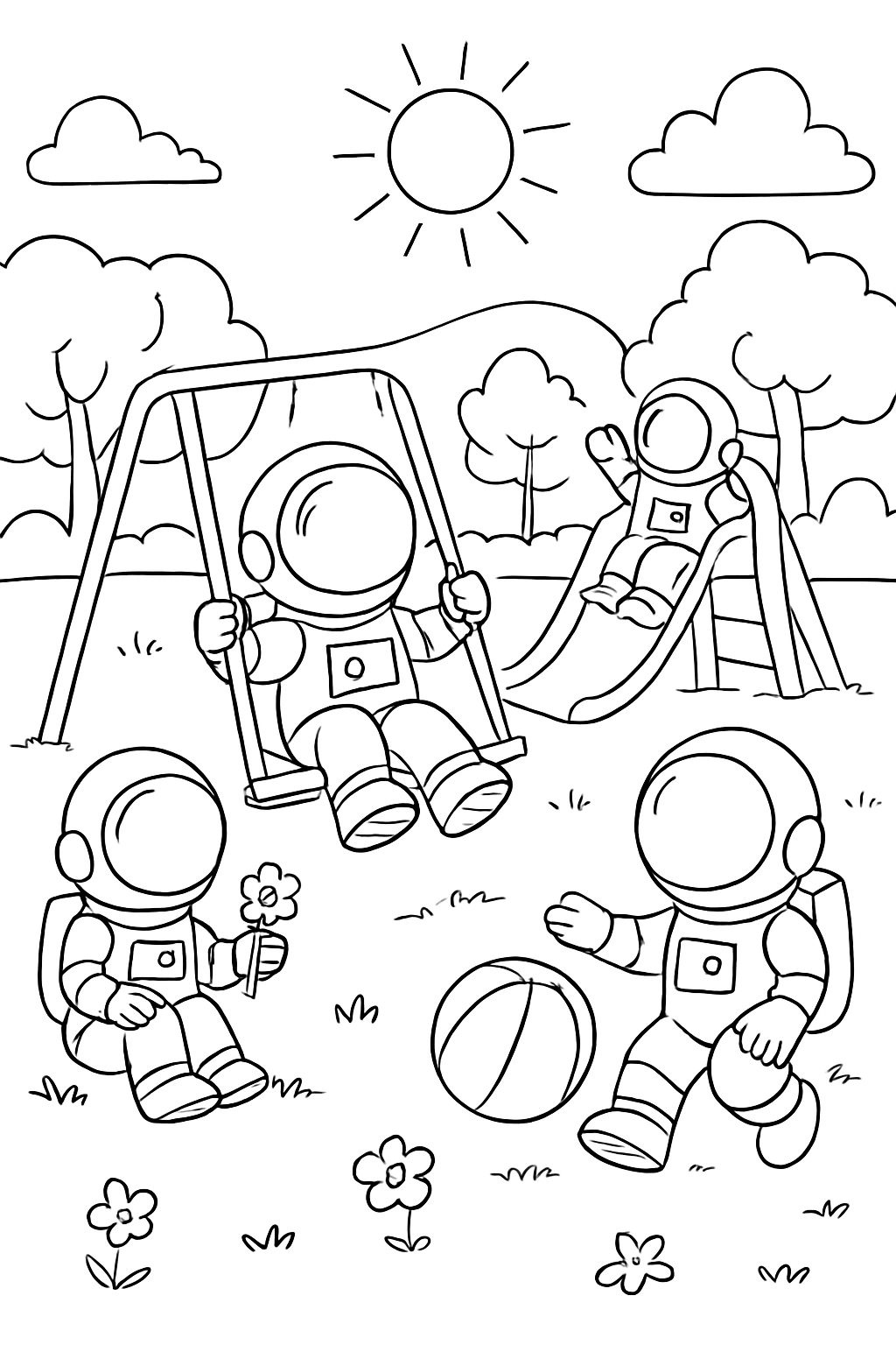 Astronautas para colorir 03