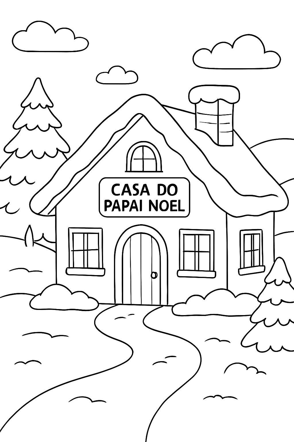 Casa do Papai Noel para colorir 08
