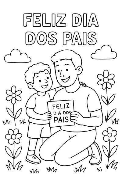 Cartão Dia dos Pais para colorir 12