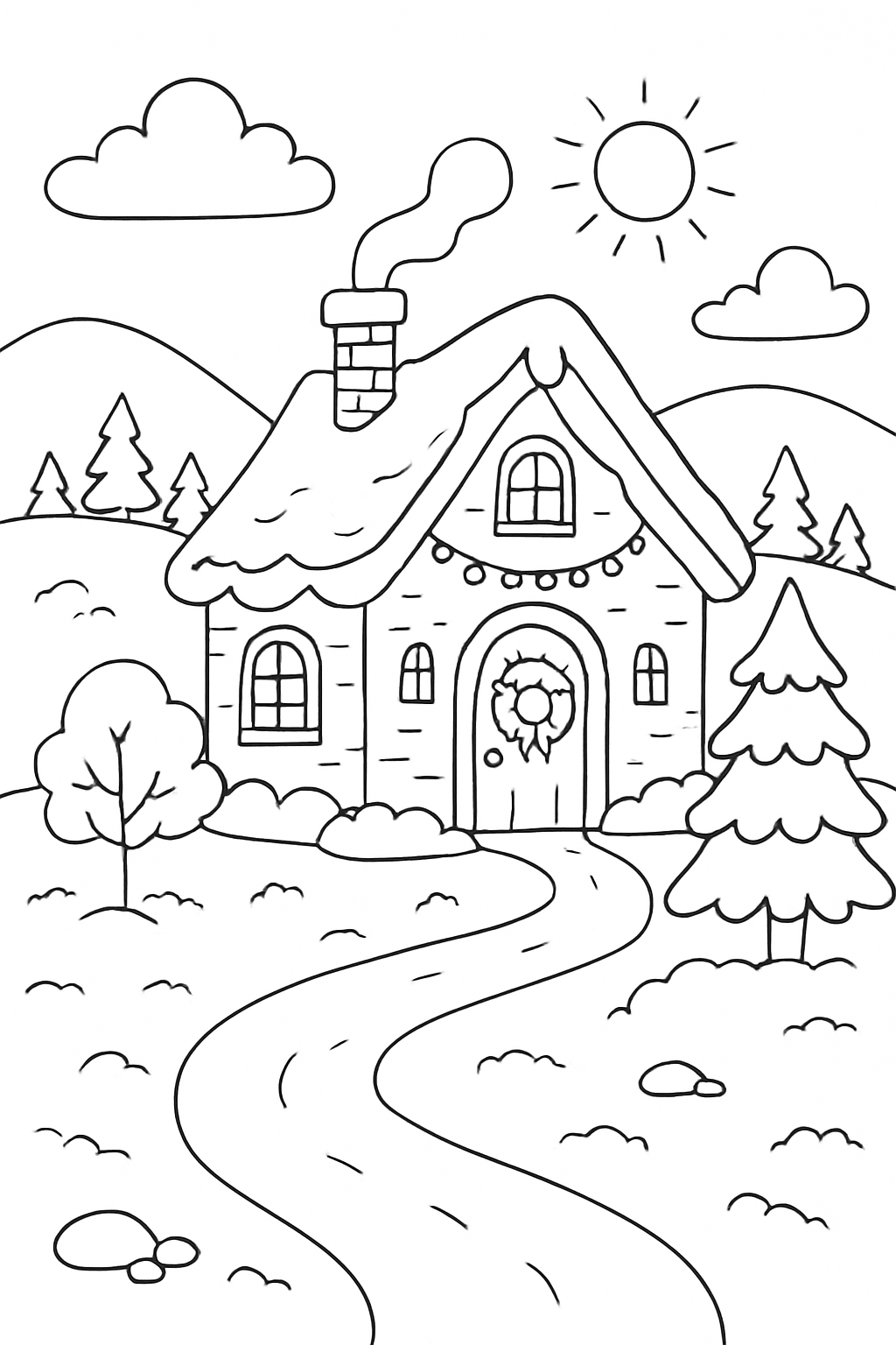Casa do Papai Noel para colorir 06