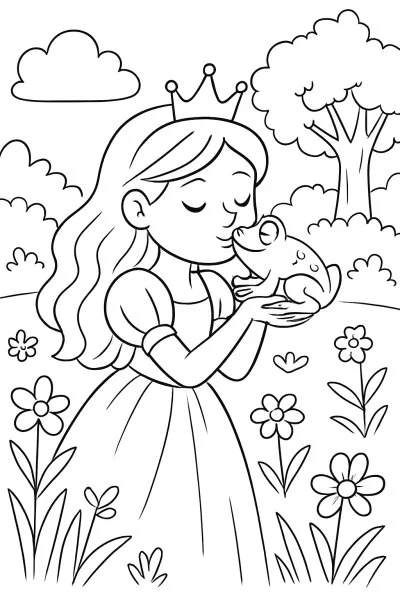 A Princesa e o Sapo para colorir 12