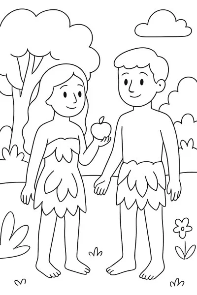 Adão e Eva para colorir 02
