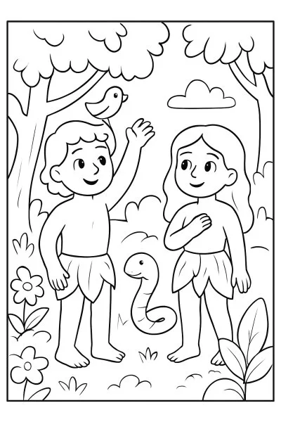 Adão e Eva para colorir 07