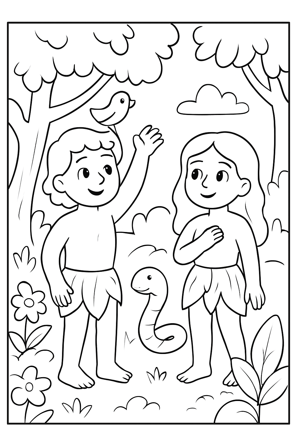 Adão e Eva para colorir 07