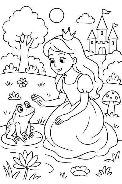 A Princesa e o Sapo para colorir 15