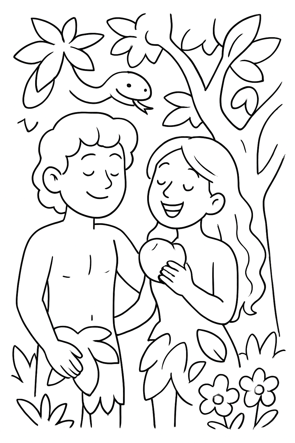 Adão e Eva para colorir 09
