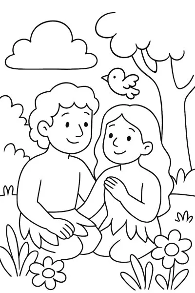 Adão e Eva para colorir 05
