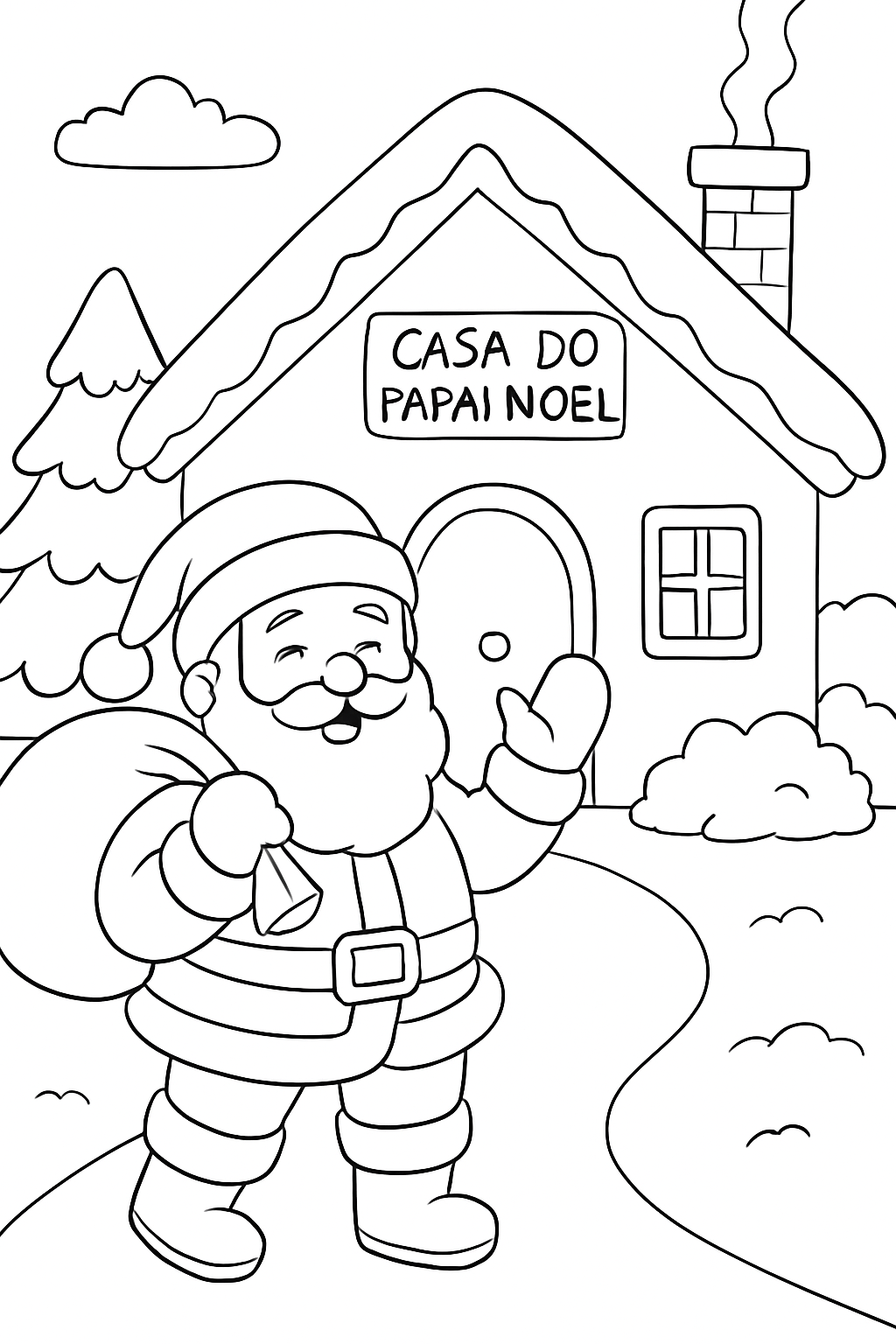 Casa do Papai Noel para colorir 11