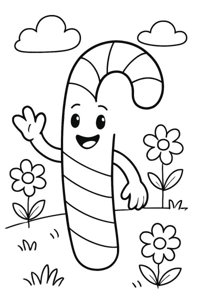 Bengala de Natal para colorir 01