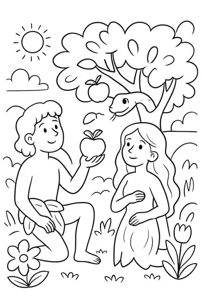 Adão e Eva para colorir 10