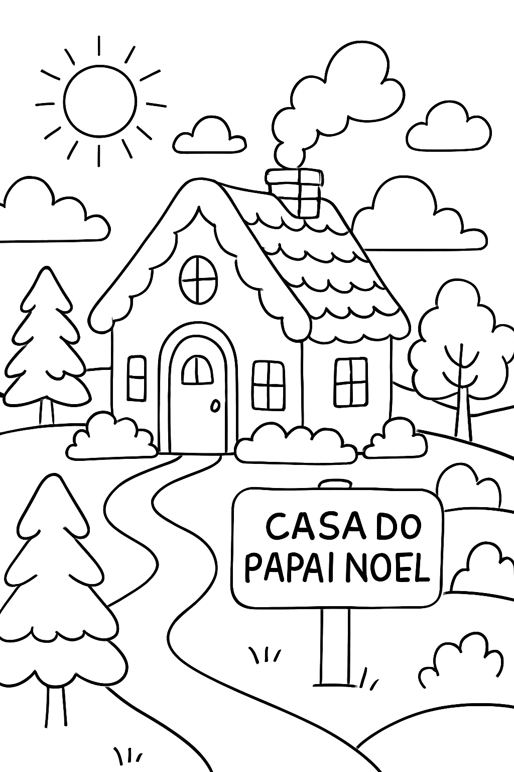 Casa do Papai Noel para colorir 10