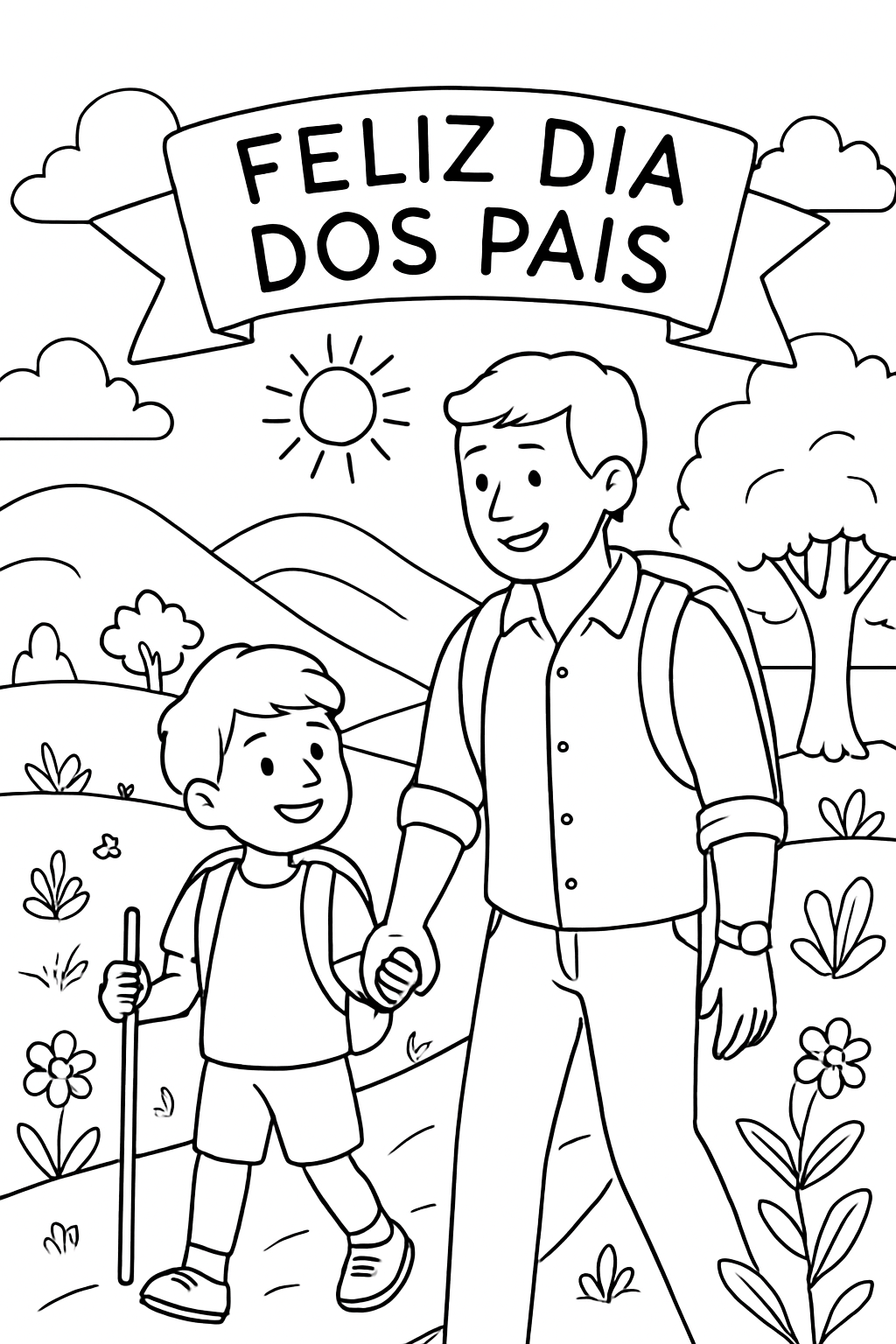 Cartão Dia dos Pais para colorir 06