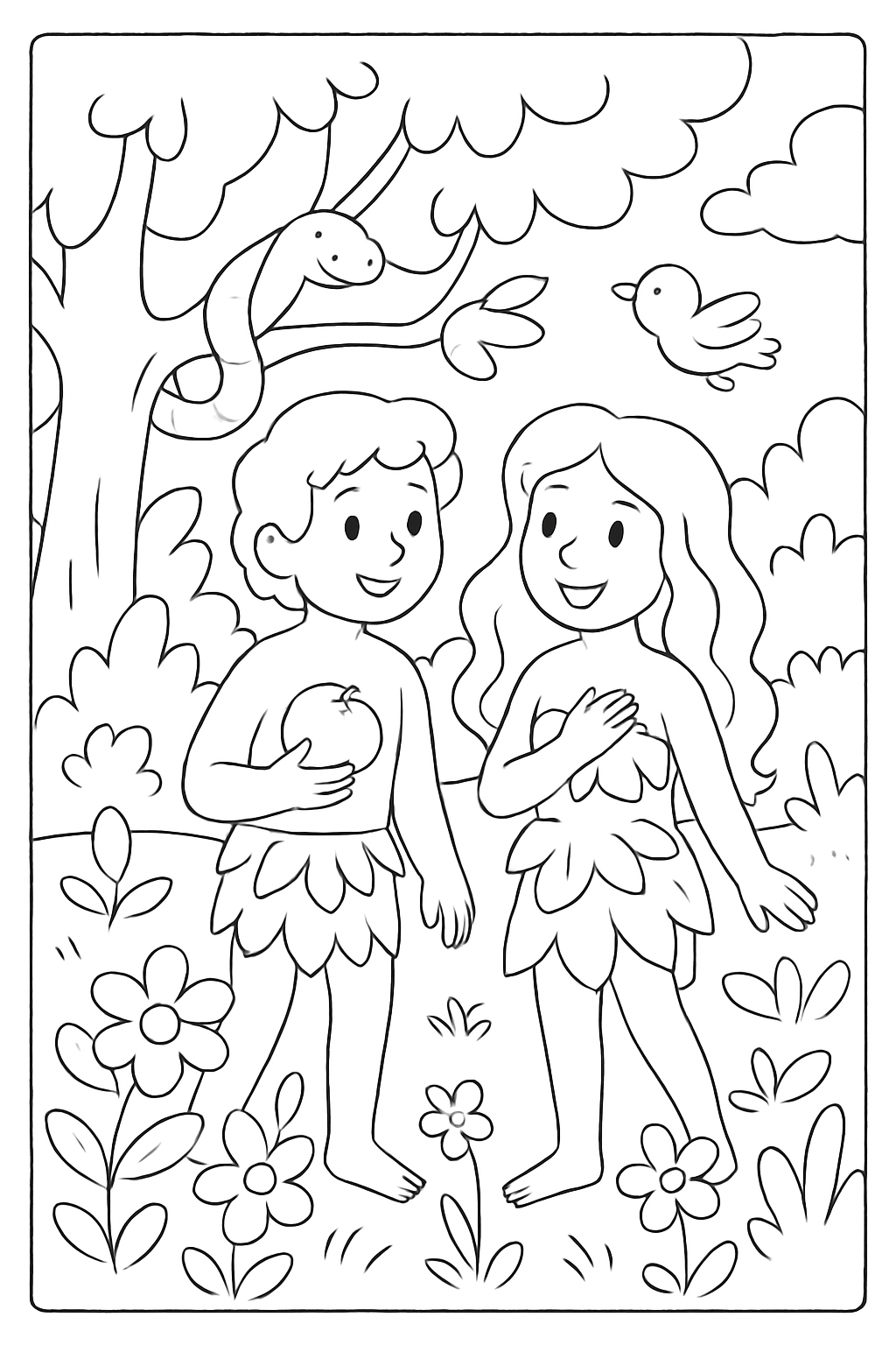 Adão e Eva para colorir 12