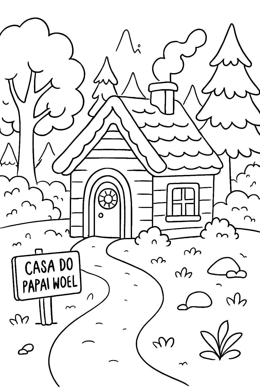 Casa do Papai Noel para colorir 02