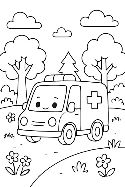 Ambulância para colorir 02